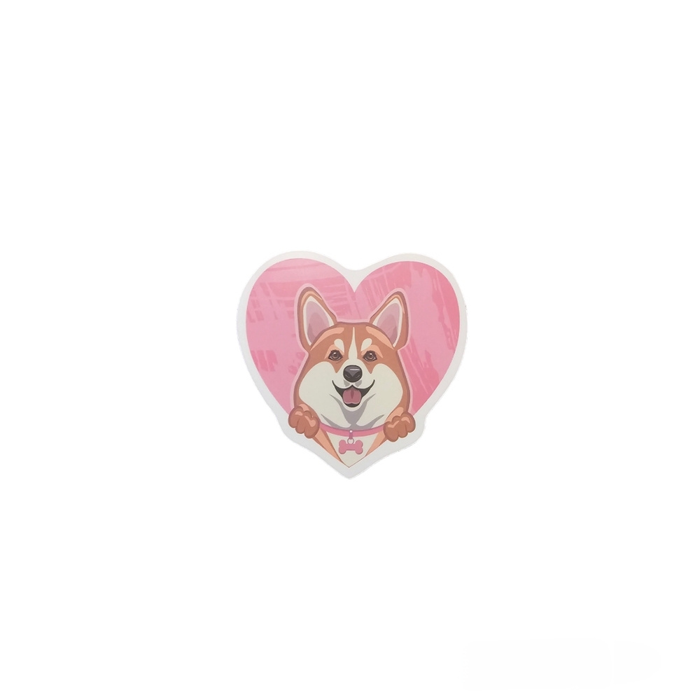 Corgi Dog with a Pink Heart Sticker